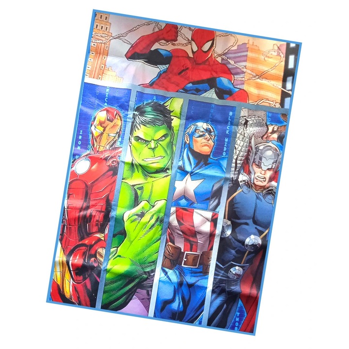 Covor copii 120x160 cm, Marvel, motiv Hrdinove, multicolor, 100% poliester, antiderapant