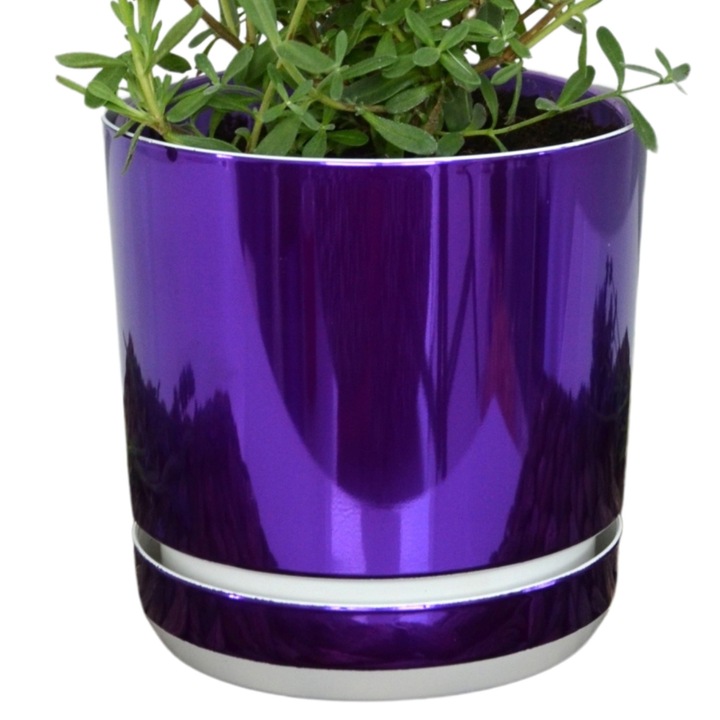 Ghiveci KERD, model Dekor, 16 cm, lavanda violeta, cu suport integrat
