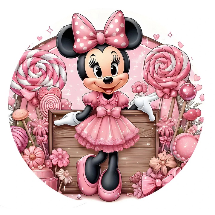 Covor copii, Disney, model Minnie, 120cm, multicolor, 100% poliester