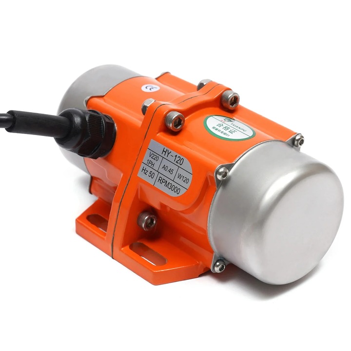 OEM Vibrációs motor, 220V, 120W, állítható excenter súlyok, alumíniumötvözet ház, ezüst