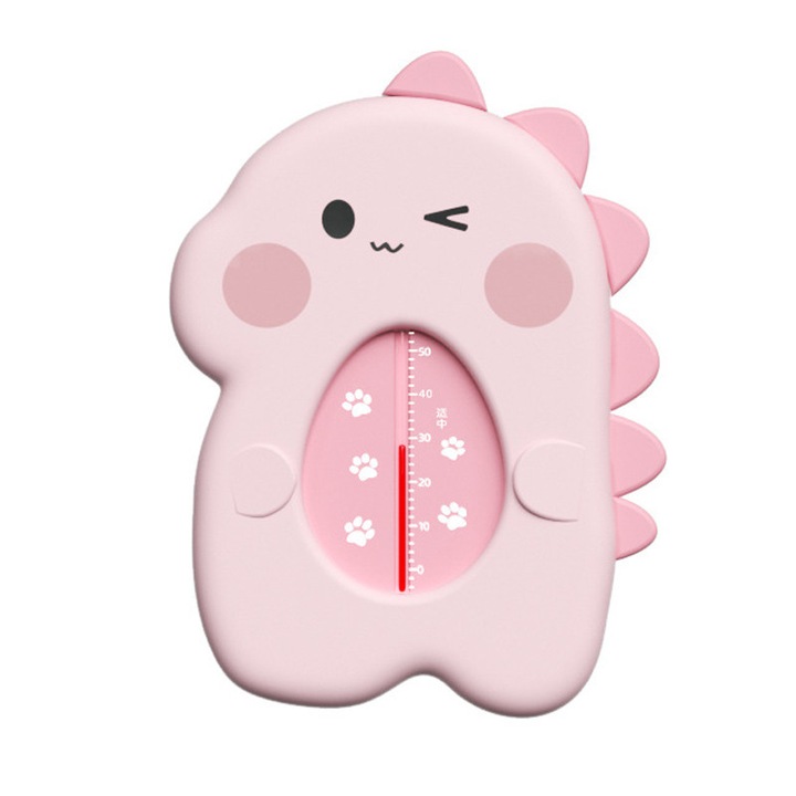 Termometru de baie pentru copii, Momcbebe, dinozaur, 13x9cm, roz