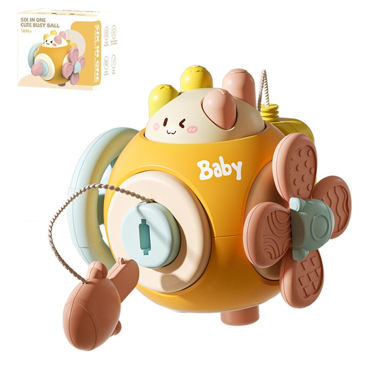 Мултифункционална сензорна играчка, 6 в 1, с волан, Momcbebe, многоцветна, 10.7x11.5x11.5 см