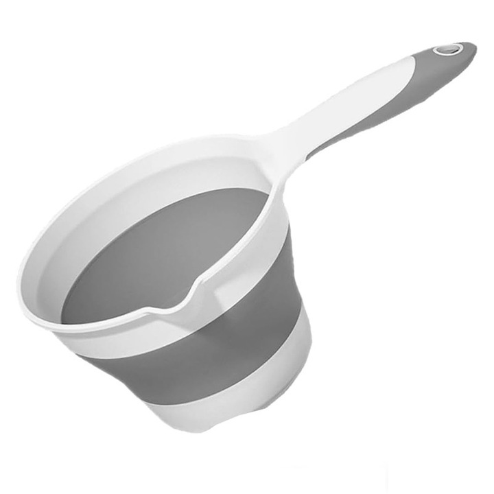 Lingura de apa pliabila din plastic Momcbebe, capacitate mare, gri, 27.2x11cm, pentru baie si curatenie