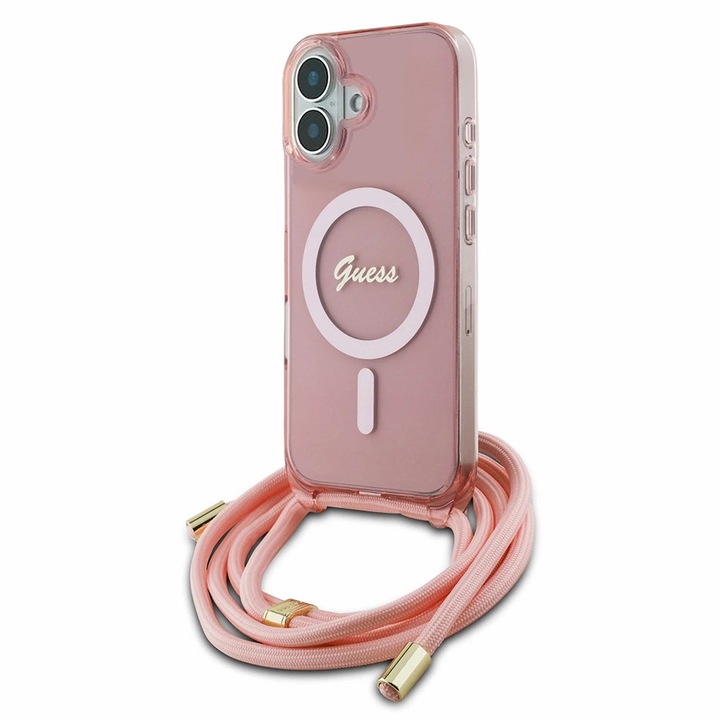 Husa pentru iPhone 16, MagSafe, Guess, Roz