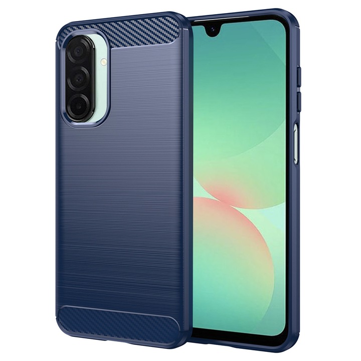 Husa Carbon pentru Samsung Galaxy A26 5G, Silicon TPU Durabil, Protectie sporita, Rezistenta la socuri, Grip Anti-Alunecare, Albastra