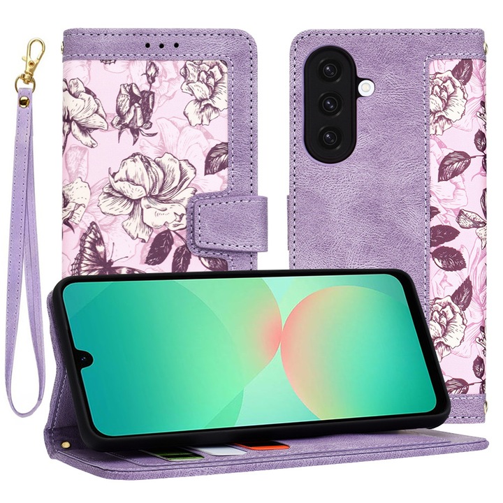 Husa Protectie pentru Samsung Galaxy A26 5G, L26, Piele ecologica, Mysterious Plum Violet