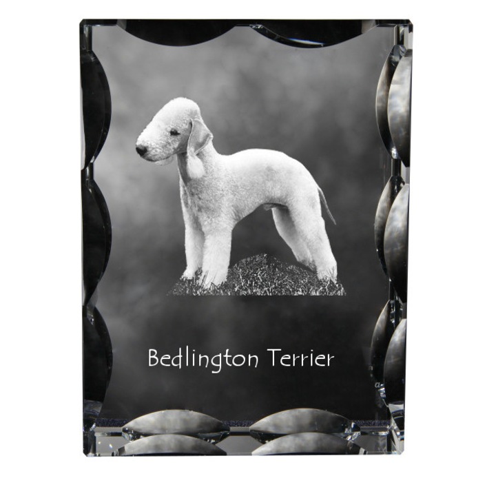 Személyre szabott képkeret, Art-Dog, kristály, 12x9x5cm, Bedlington Terrier modell