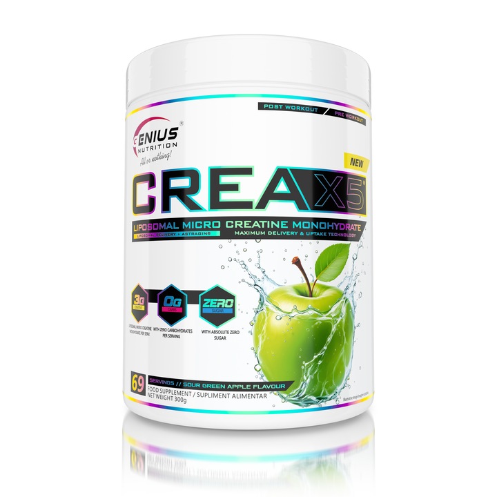 Creatina Genius Nutrition CREA-X5® LIPOSOMAL, aroma Mar Verde Acrisor, 300g/69serv