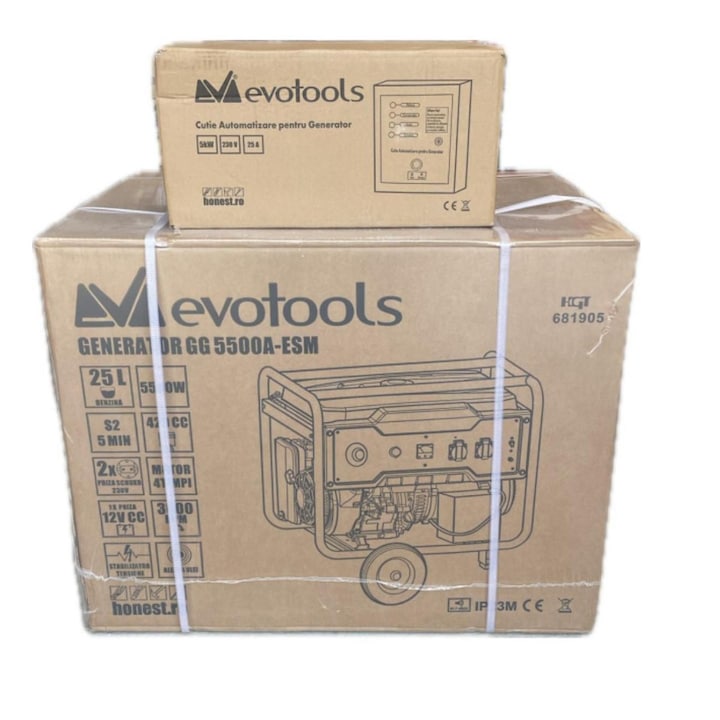Generator curent cu automatizare, Putere 5500 W, 10.7 Cp, monofazic, pornire automata in caz de avarie, cutie automatizare inclusa in pret