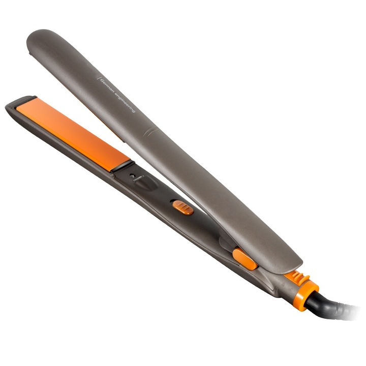 Placa de indreptat parul, 45W, 220V, conductie termica ceramica, 210°C, ondulator si indreptare, compacta si portabila, 3x29cm, maro