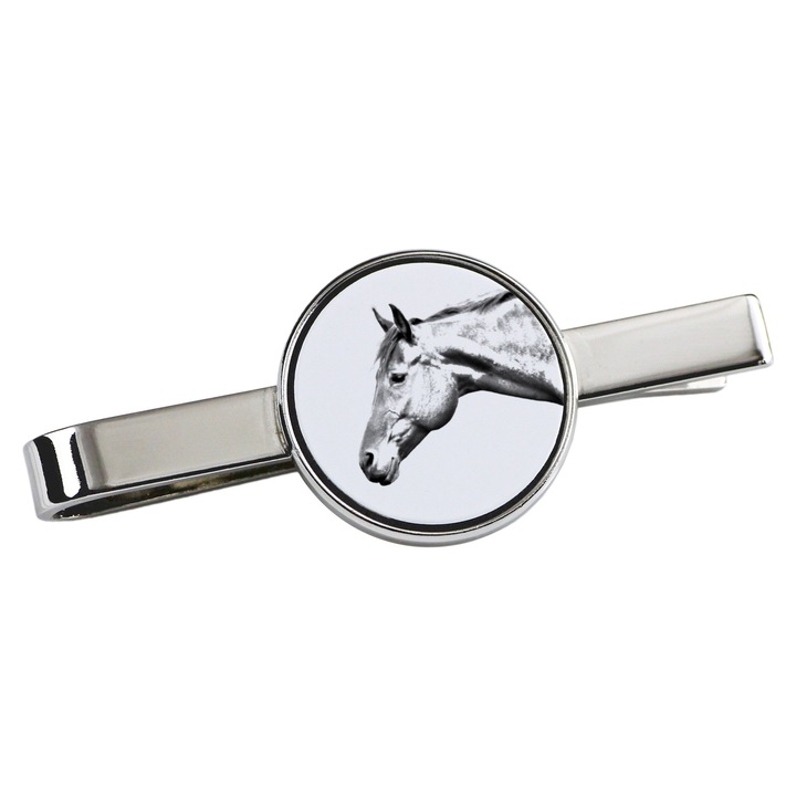 Nyakkendőtű, Art-Dog, ló mintás, 5x2cm, fém, ezüst