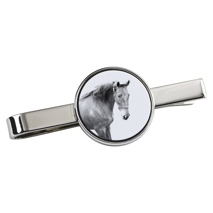 Nyakkendőtű, Art-Dog, ló mintás, 5x2cm, fém, ezüst