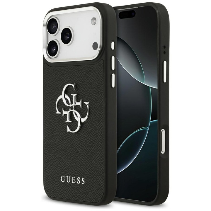 Калъф, Guess Grained Big 4G Small Classic Logo за iPhone 17 Pro Max, Черно