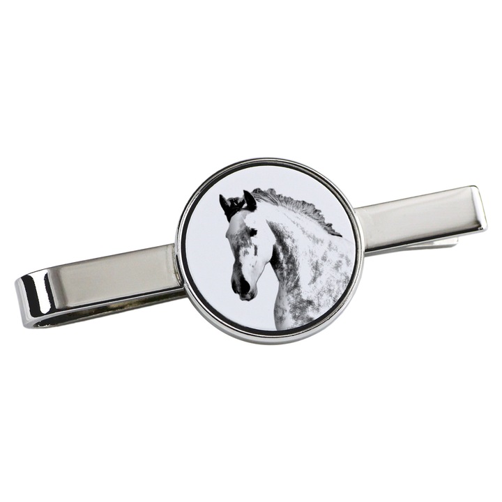 Nyakkendőcsipesz, Art-Dog, ló mintás, 5x2cm, fém, ezüst