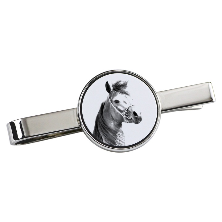 Nyakkendőcsipesz, Art-Dog, ló mintás, 5x2cm, fém, ezüst