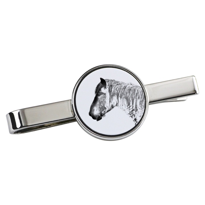 Nyakkendőtű, Art-Dog, ló mintás, 5x2cm, fém, ezüst