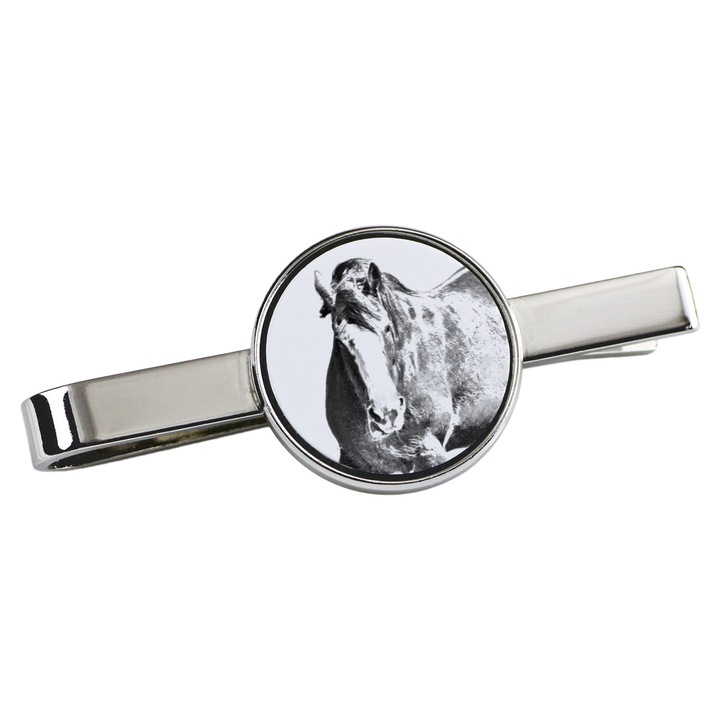 Nyakkendőtű, Art-Dog, ló mintás, 5x2cm, fém, ezüst