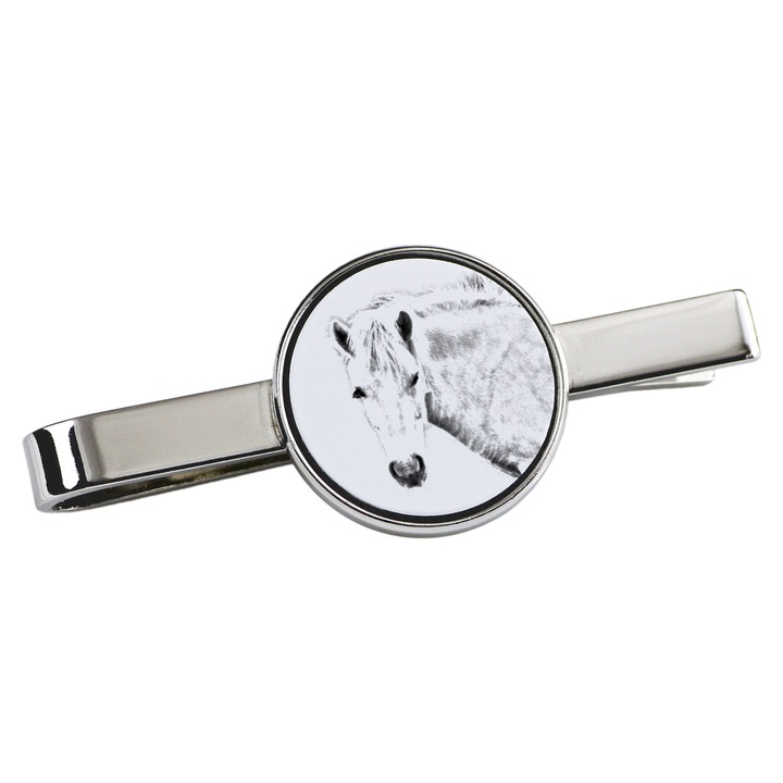 Nyakkendőtű, Art-Dog, ló mintás, 5x2cm, fém, ezüst