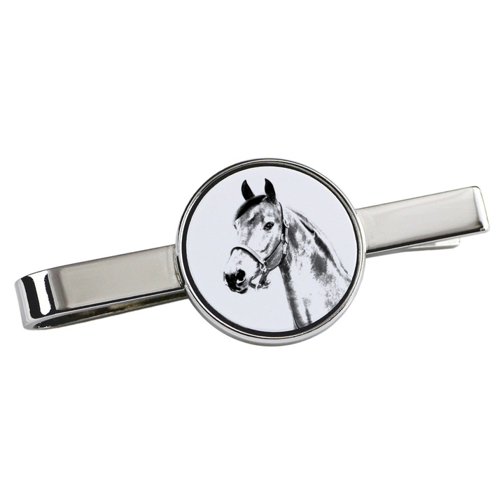 Nyakkendőcsipesz, Art-Dog, ló mintás, 5x2cm, fém, ezüst