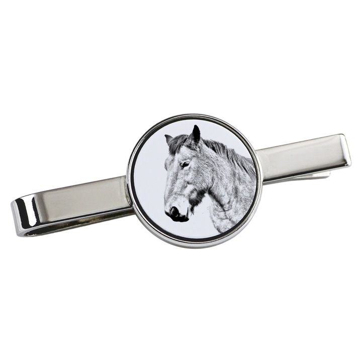 Nyakkendőcsipesz, Art-Dog, ló mintás, 5x2cm, fém, ezüst