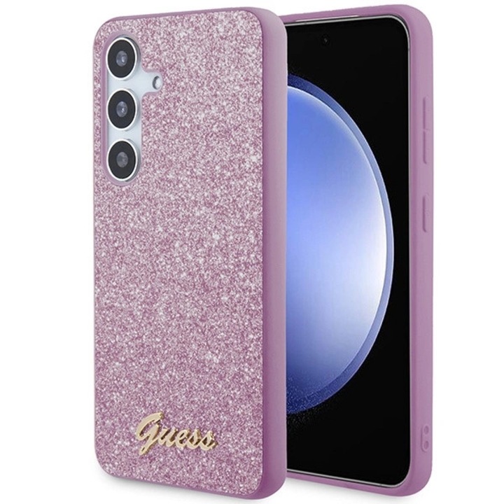 Husa telefon Guess, Glitter Script, violet, hardcase, pentru Samsung Galaxy S24 S921