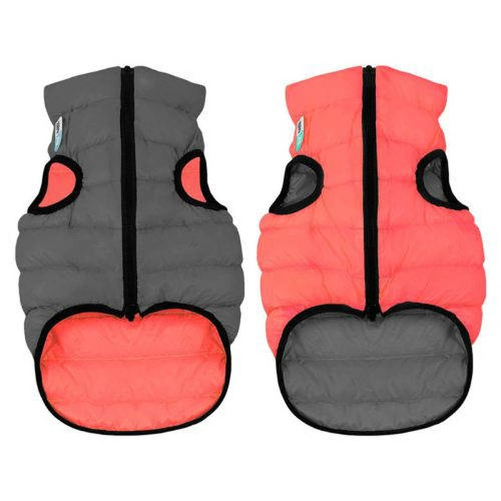 Haina pentru caini Airy Vest cu 2 fete corai/gri (M40)