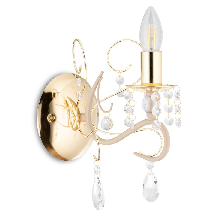 Аплика Кайен, ХауХоумли, бежов, 1xE14, с кристали