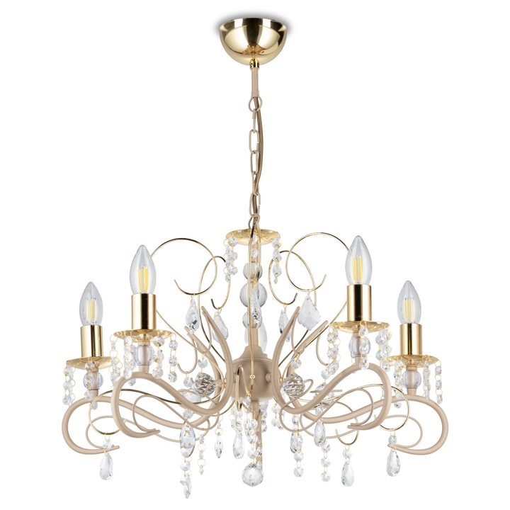 Полилей HowHomely Kayen, 6xE14, 40W, бежов, 57см