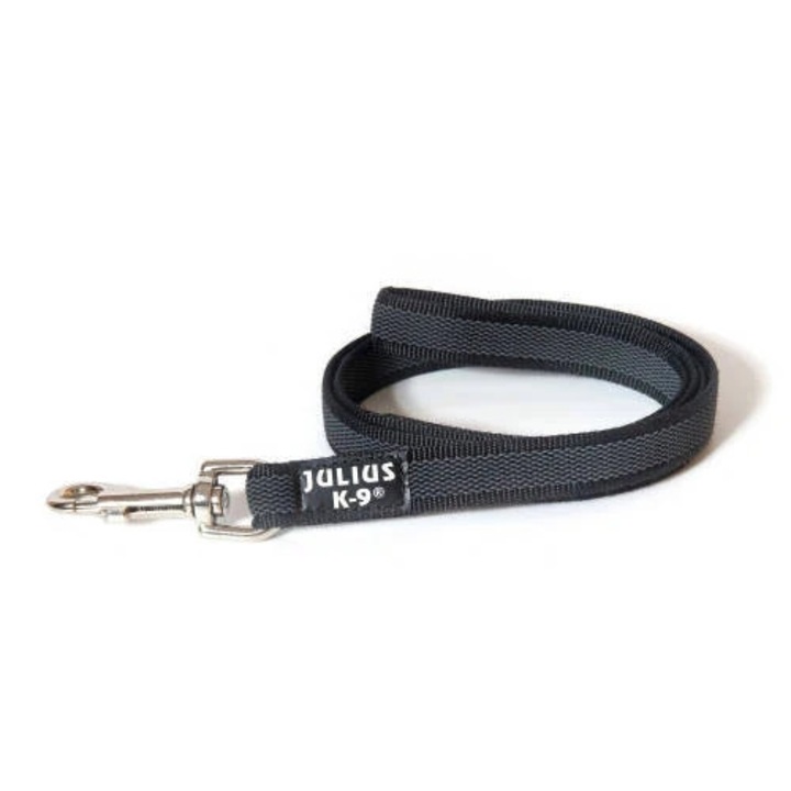Julius K-9 Color&Gray póráz fogóval (fekete-szürke) 14mm/1, 2m karikával