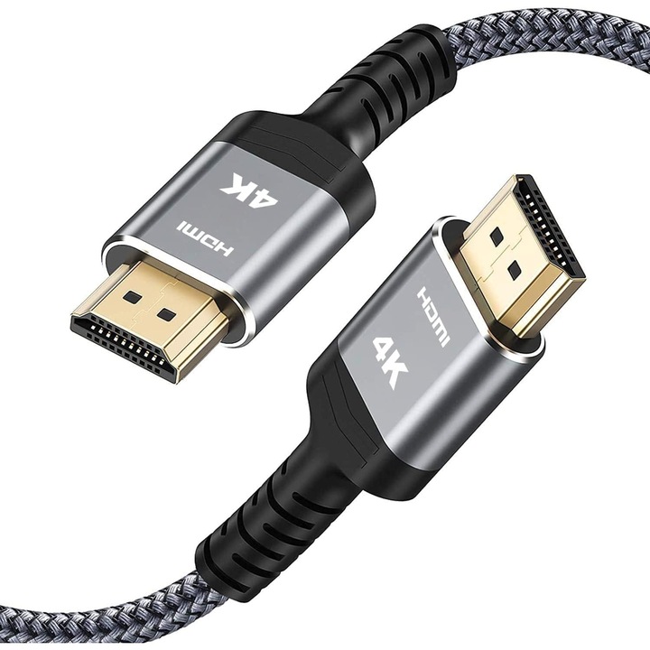 Кабел HDMI DUOCUOLA 4K 2.0, 2м, 18Gbps, 4K@60Hz HDR, с Ethernet/ARC, HDCP 2.2, найлонова оплетка, съвместим с PS5/PS4/PS3, 4K телевизор, монитор, проектор, стрийминг устройства