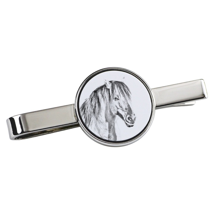 Nyakkendőcsipesz, Art-Dog, ló mintás, 5x2cm, fém, ezüst