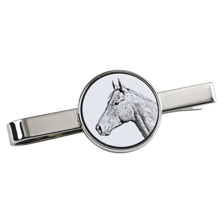 Nyakkendőcsipesz, Art-Dog, ló mintás, 5x2cm, fém, ezüst