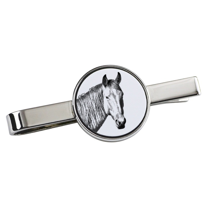 Nyakkendőcsipesz, Art-Dog, ló mintás, 5x2cm, fém, ezüst