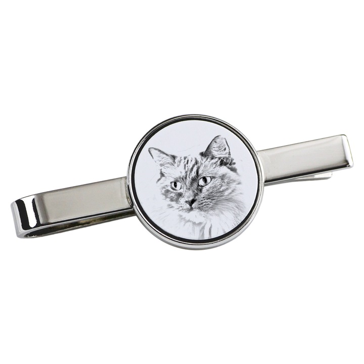 Clema pentru cravata, Art-Dog, model pisica, 5x2cm, metal, argintiu