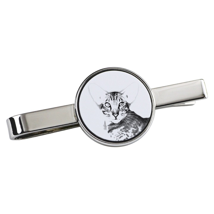 Clema pentru cravata, Art-Dog, model pisica, 5x2cm, metal, argintiu