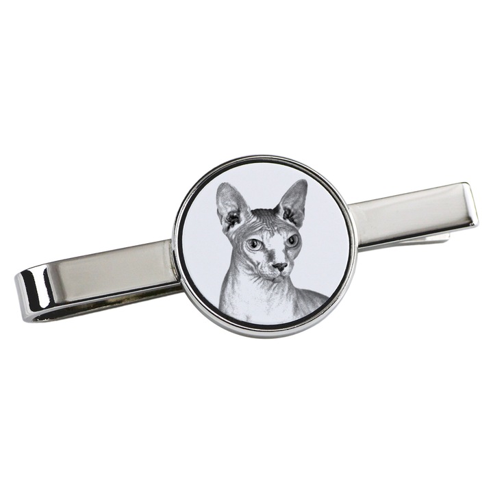 Clema pentru cravata, Art-Dog, model pisica, 5x2cm, metal, argintiu