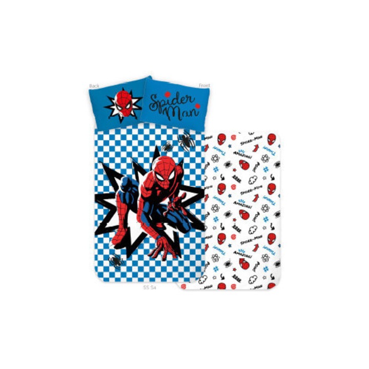 Omul Păianjen Amazing, husă de pat pentru copii de grădiniță 100×135 cm, 40×60 cm