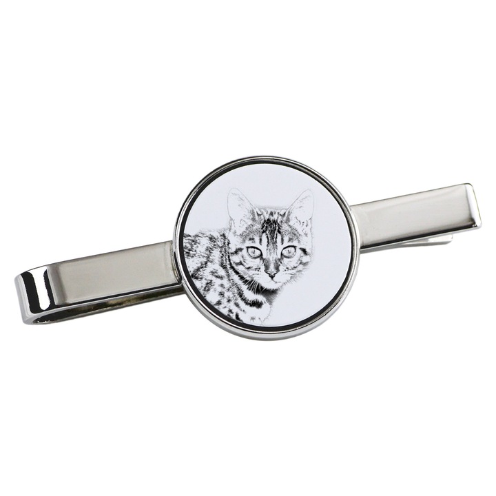 Clema pentru cravata, Art-Dog, model pisica, 5x2cm, metal, argintiu