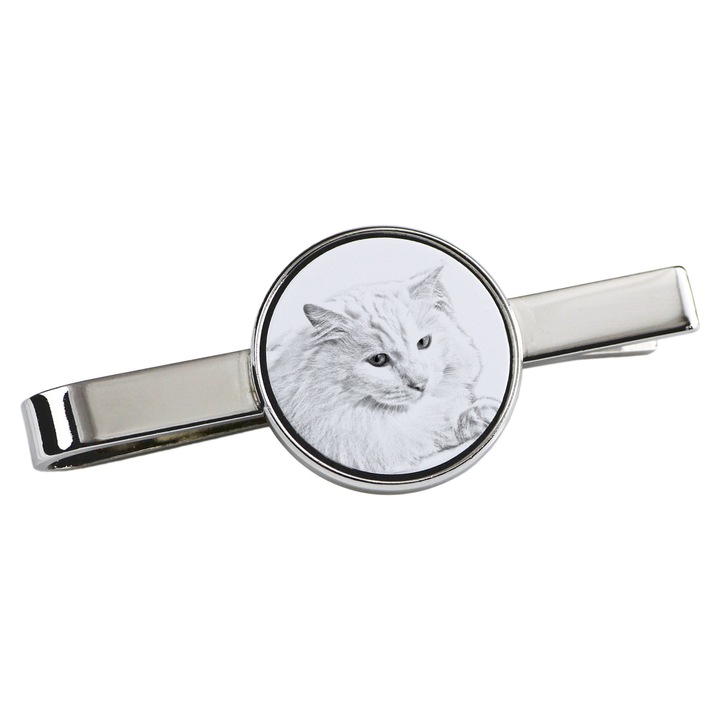 Clema pentru cravata, Art-Dog, model pisica, 5x2cm, metal, argintiu