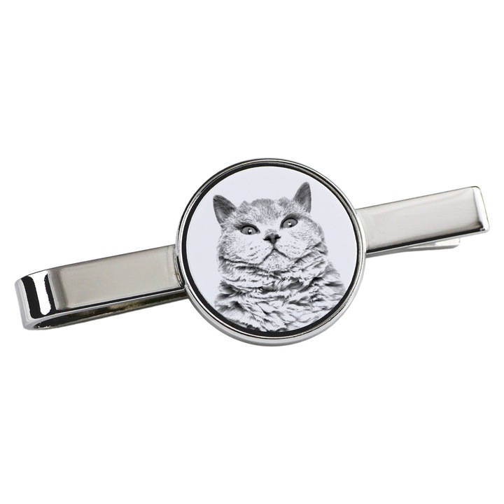 Clema pentru cravata, Art-Dog, model pisica, 5x2cm, metal, argintiu