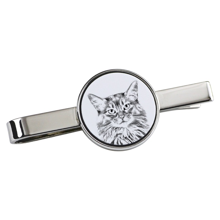 Clema pentru cravata, Art-Dog, model pisica, 5x2cm, metal, argintiu