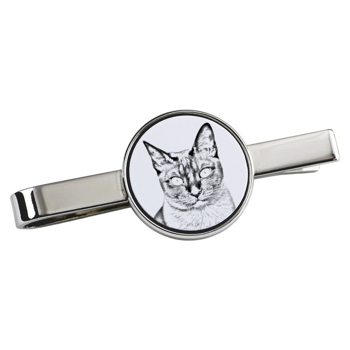 Clema pentru cravata, Art-Dog, model pisica, 5x2cm, metal, argintiu