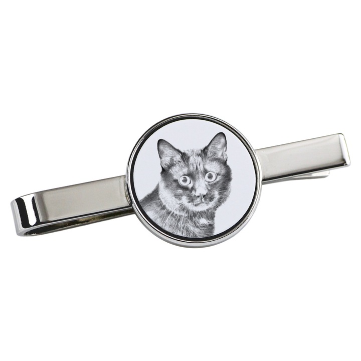 Nyakkendőcsipesz, Art-Dog, macska formájú, 5x2cm, fém, ezüst