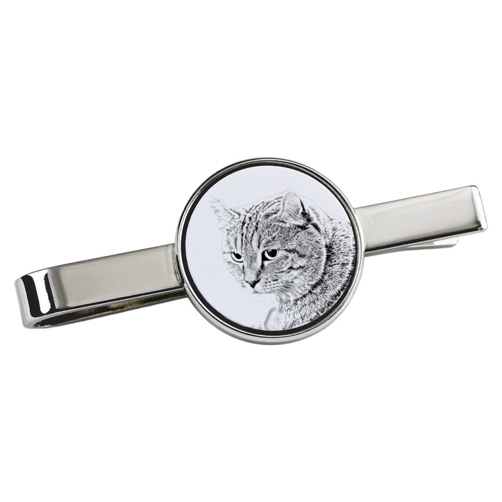 Nyakkendőtű, Art-Dog, macska modell, 5x2cm, fém, ezüst