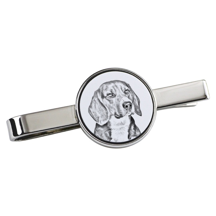 Nyakkendőcsipesz, Art-Dog, kutya mintás, 5x2cm, fém, ezüst