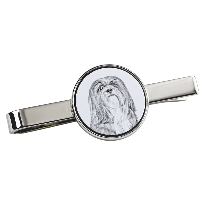 Nyakkendőcsipesz, Art-Dog, kutya mintás, 5x2cm, fém, ezüst