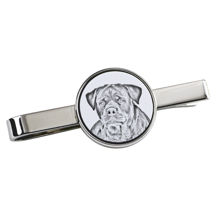 Nyakkendőcsipesz, Art-Dog, kutya mintás, 5x2cm, fém, ezüst