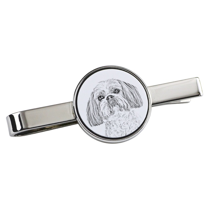 Nyakkendőtű, Art-Dog, kutya mintás, 5x2cm, fém, ezüst