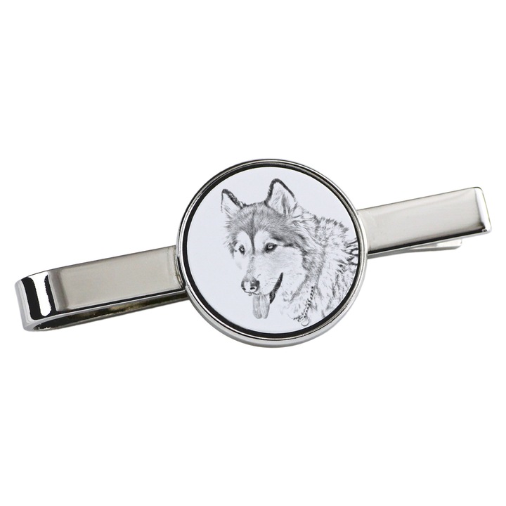 Nyakkendőcsipesz, Art-Dog, kutya mintás, 5x2cm, fém, ezüst