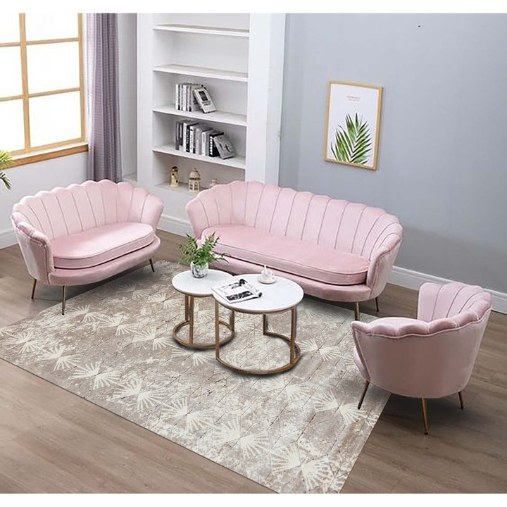 Modern és elegáns szőnyeg Domino Plus DS05A krém/barna 100 X 200 cm